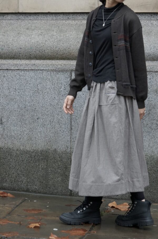 No-waste gathered skirt – in grey brushed cotton wool blend