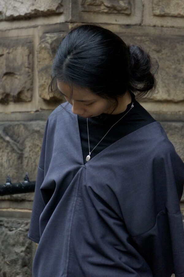 No-waste tee top – in grey cotton blend suiting